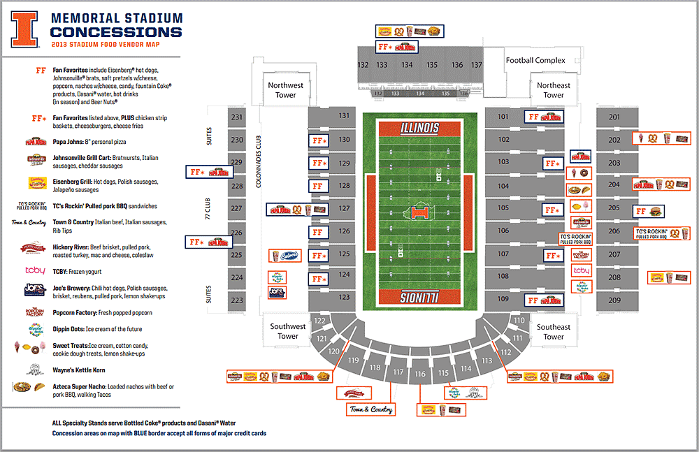 Memorial Stadium Concessions Map