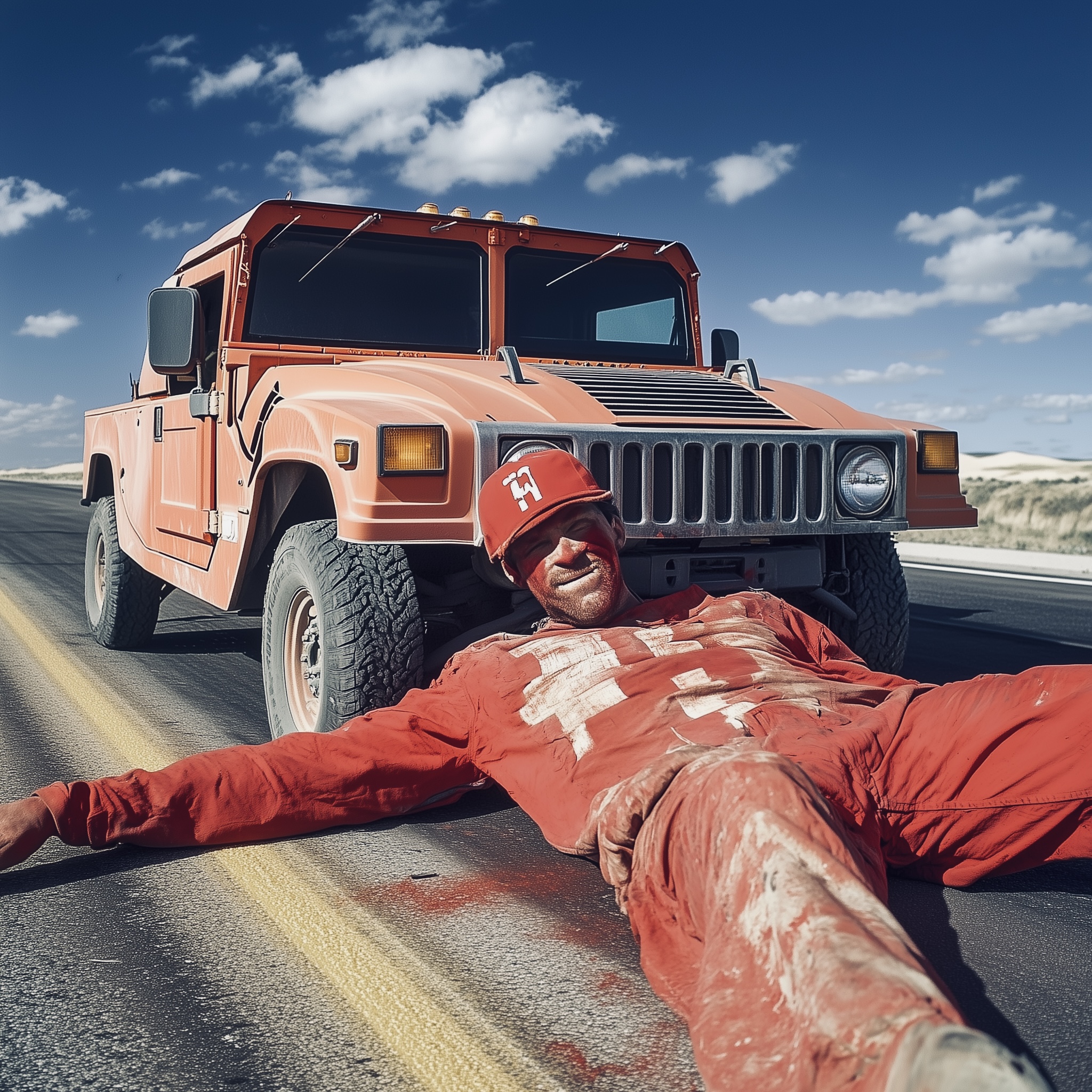 jiesong0_sleeping_on_highway_covered_in_red_paint__orange_humme_7d95b835-6777-4ab6-a5de-e1ad2...jpeg